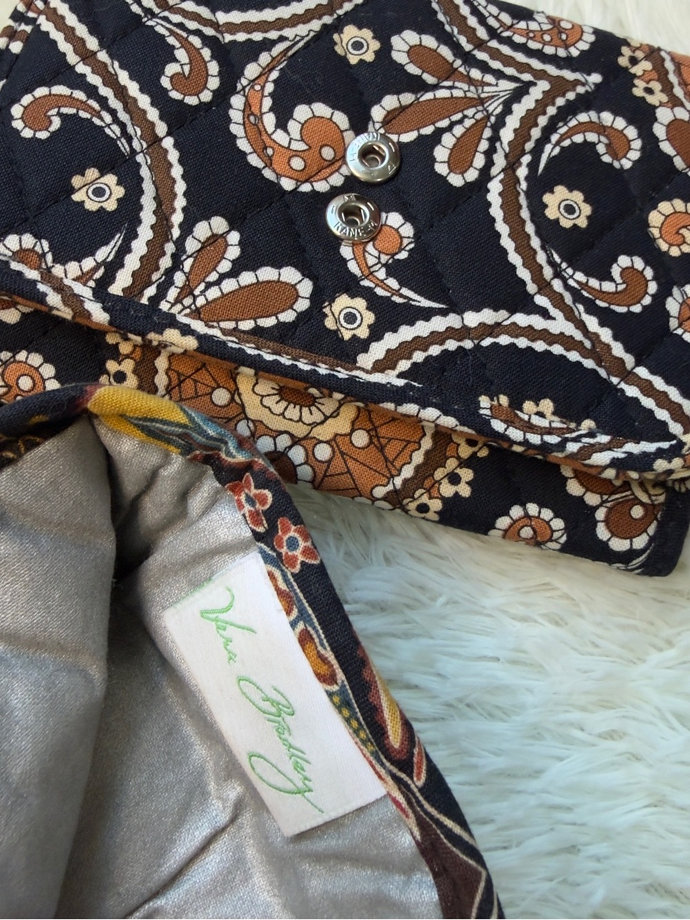 Vintage Vera Bradley Kensington Quilted Trifold Wallet & Long Case Set Paisley - Picture 7 of 7